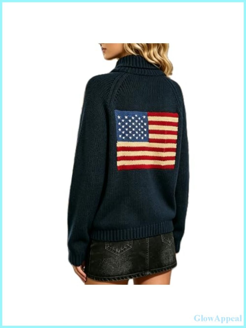Y2K American Flag Cardigan, Knit Polyester Long Sleeve Button Down